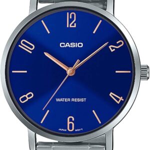 Casio MTP-VT01D-2B2 Men's Stainless Steel Minimalistic Blue Dial 3-Hand Watch