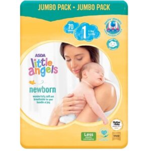 ASDA Little Angels Newborn Size 1 Nappies Jumbo 70 pack 2-5kg