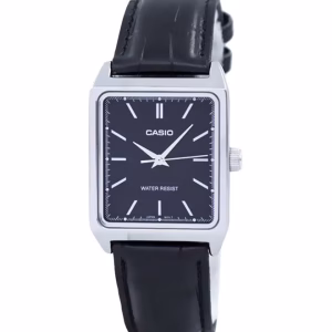 Casio Men's Black Dial Leather Band Watch - MTP-V007L-1EUDF