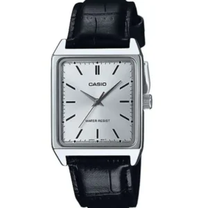 Casio Mtp-v007l-7e1 Men's Rectangular Leather Strap Silver Dial Dress Watch